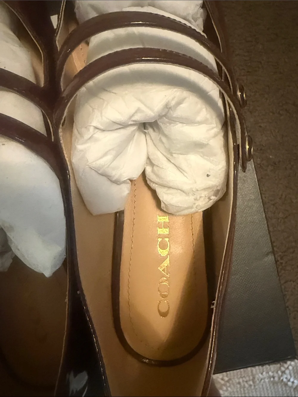 Coach Women's Winley Maryjane Patent Burgundy Merlot ballet Flats size 9